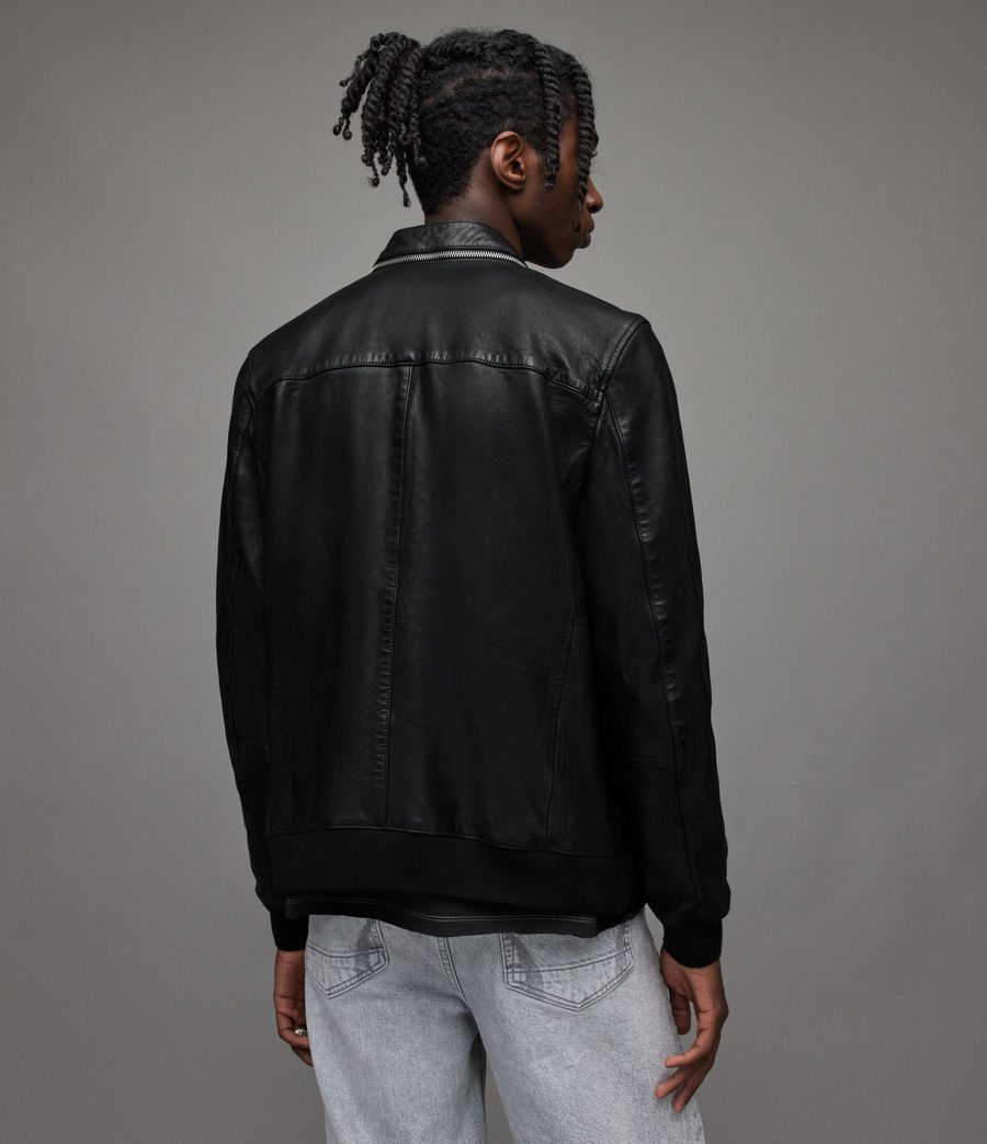 Men's Morris Leather Bomber Jacket (black) - Image 6
