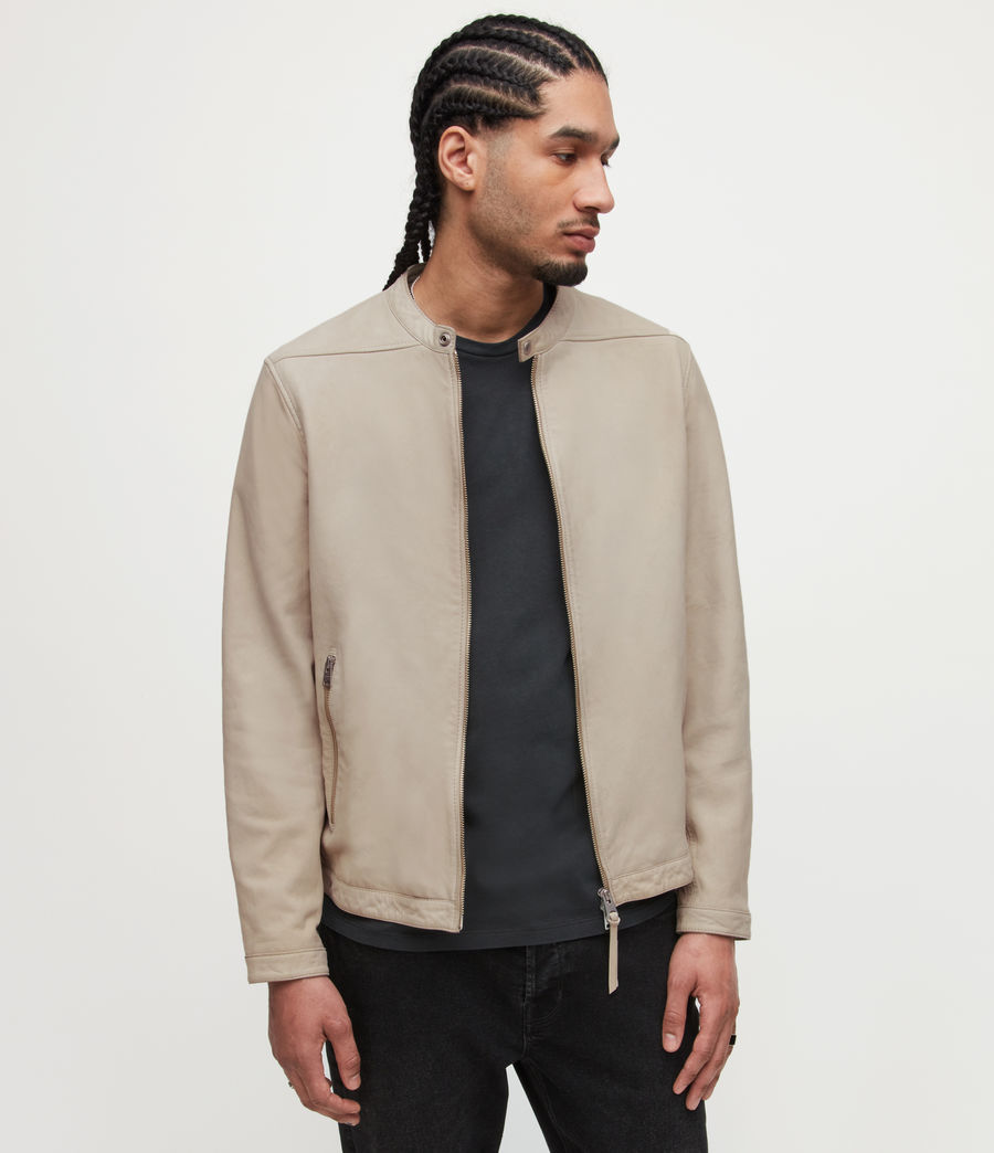 Men's Marina Leather Jacket (clifftop_taupe) - Image 4