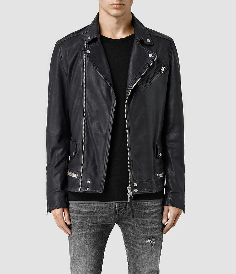 Mens Koban Leather Biker Jacket (Ink) | ALLSAINTS.com | Leather jacket ...