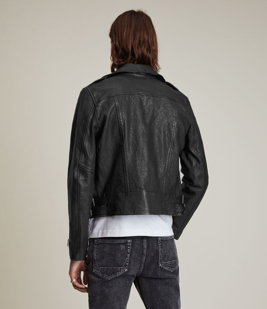 Men's Tavis Leather Biker Jacket (black) - Image 5