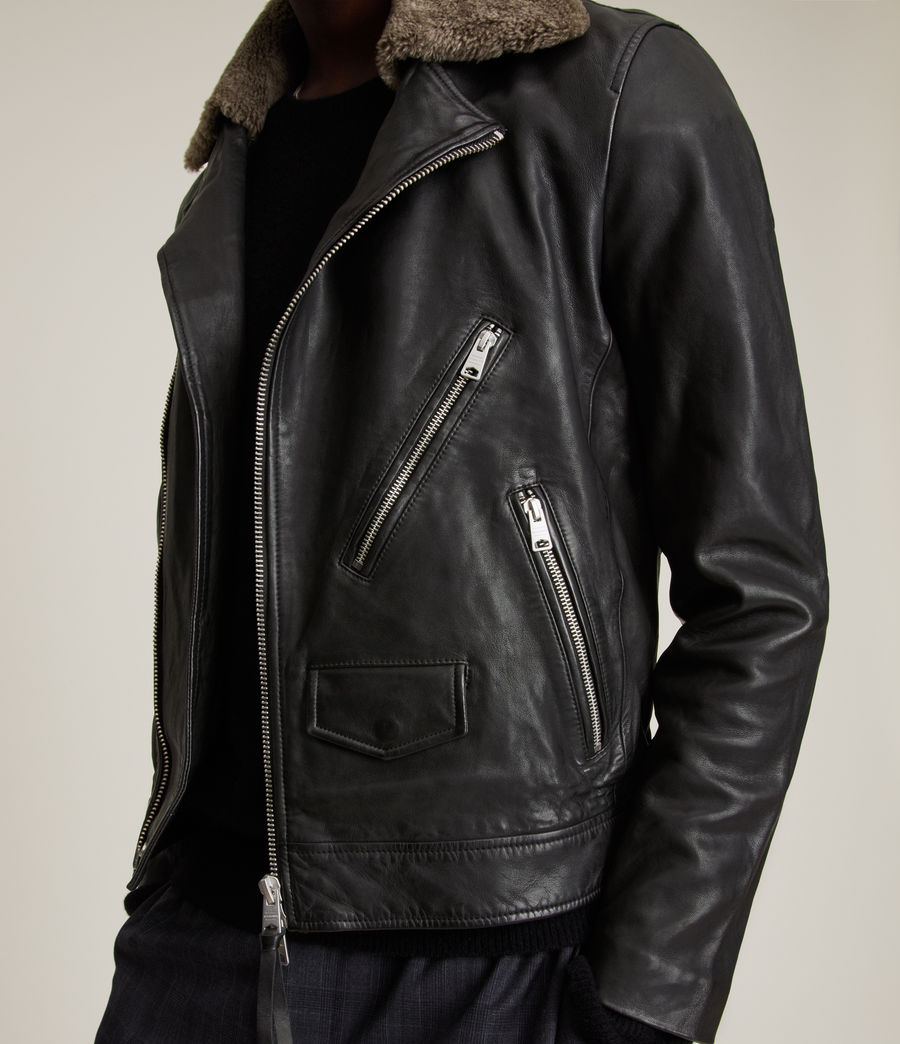 Herren Baltic Leather Biker Jacket (black) - Image 5