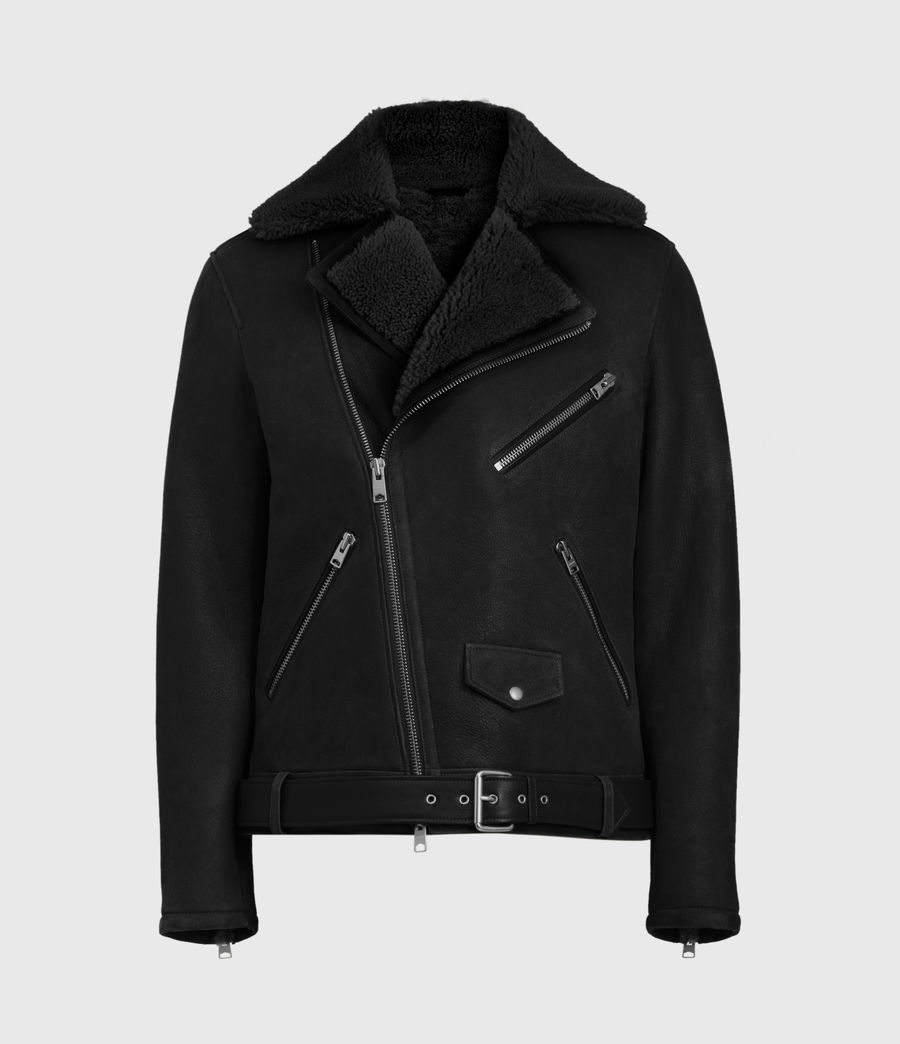 ALLSAINTS UK: Mens Terro Shearling Biker Jacket (black)