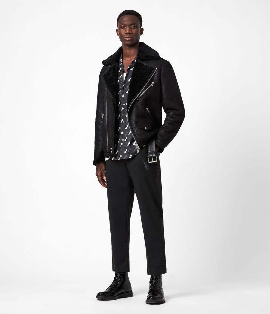 ALLSAINTS UK: Mens Terro Shearling Biker Jacket (black)