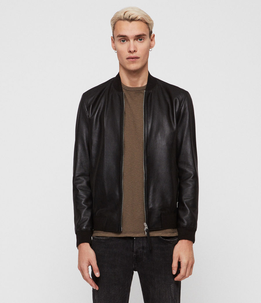 ALLSAINTS IE: Mens Mower Leather Bomber Jacket (black)