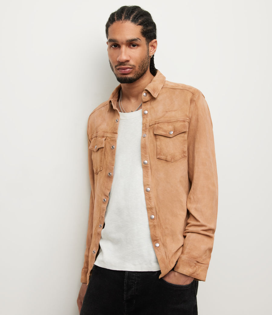 Hommes Wyatt Suede Overshirt (dusted_sand_taupe) - Image 1