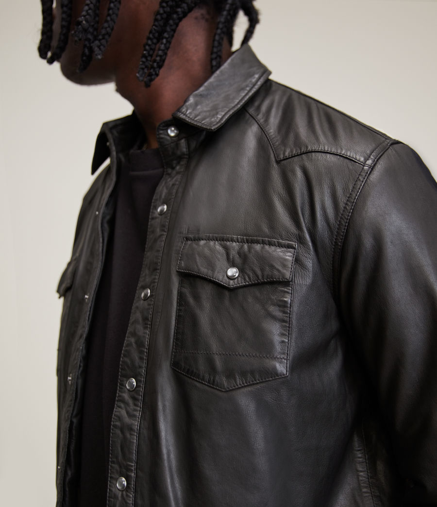 Men's Arline Leather Overshirt (black) - Image 2
