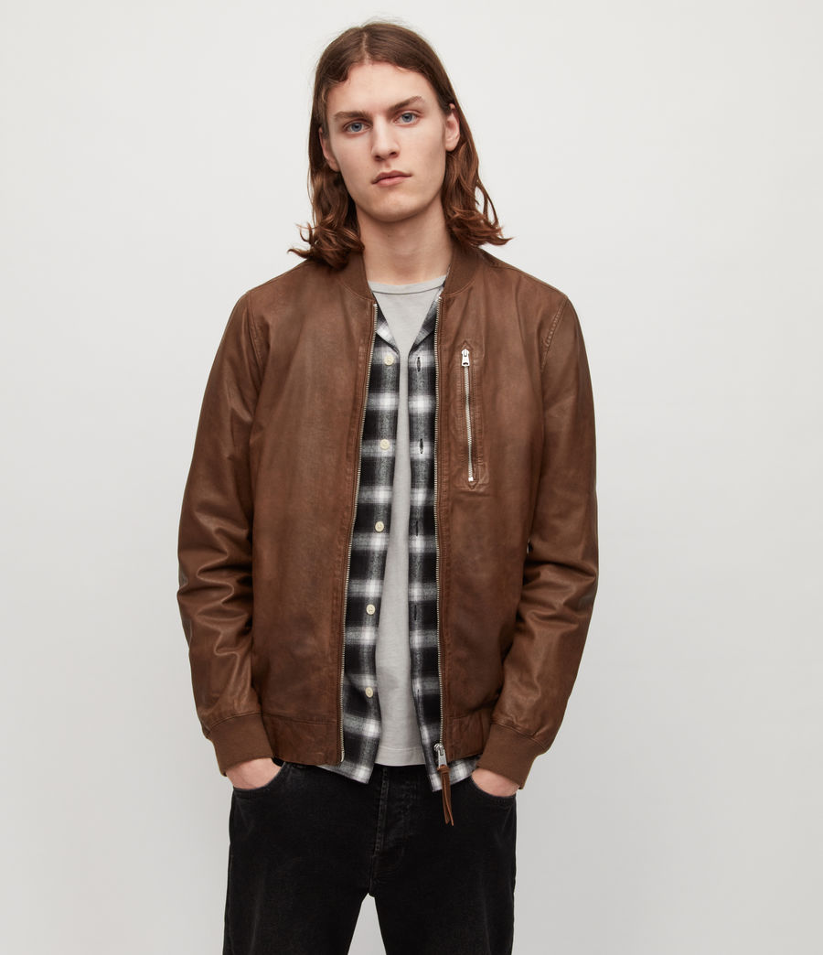 Men's Kemble Leather Bomber Jacket (tan_brown) - Image 1