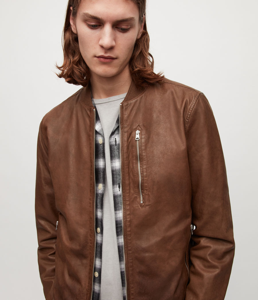 Men's Kemble Leather Bomber Jacket (tan_brown) - Image 2