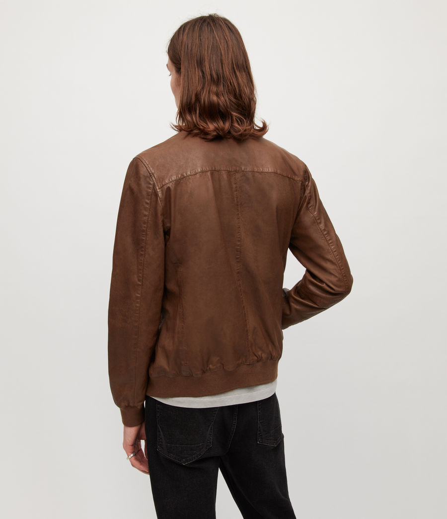 Mens Kemble Leather Bomber Jacket (tan_brown) - Image 5