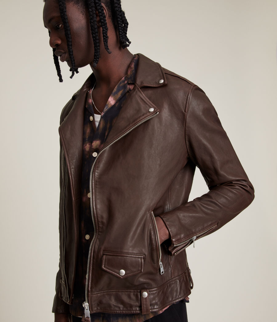 Men's Axis Leather Biker Jacket (oxblood) - Image 2