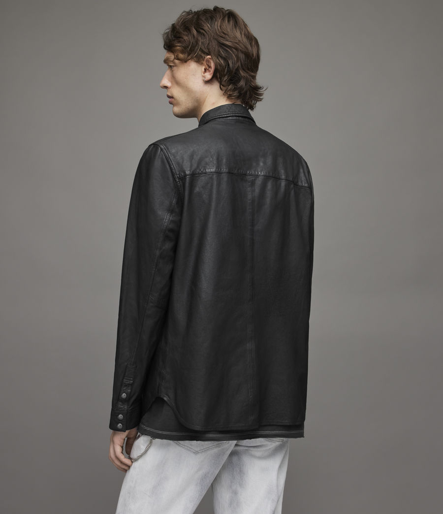 Mens Irwin Leather Overshirt (black) - Image 5
