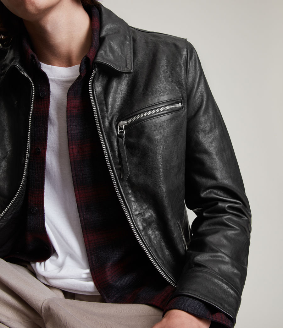 Mens Stanley Leather Jacket (black) - Image 2