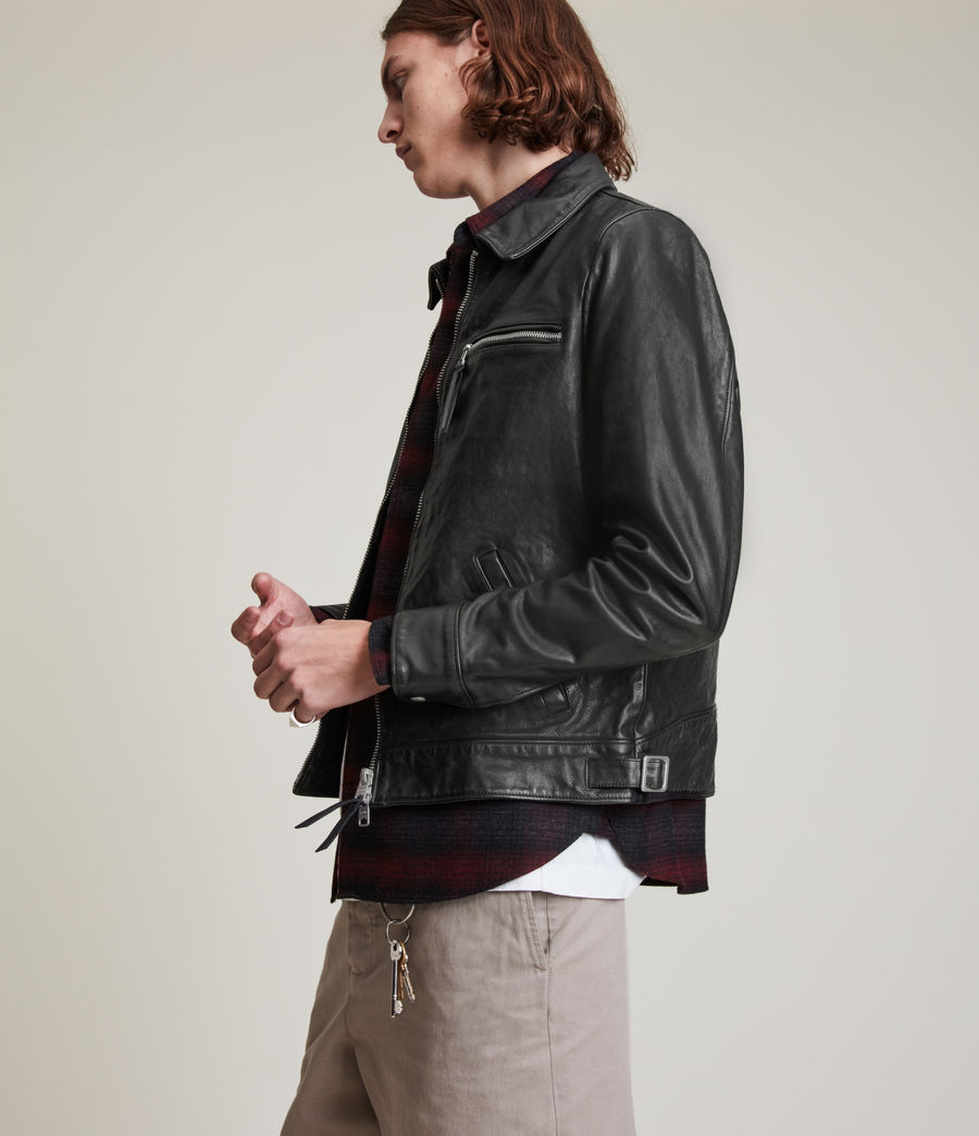 Mens Stanley Leather Jacket (black) - Image 4