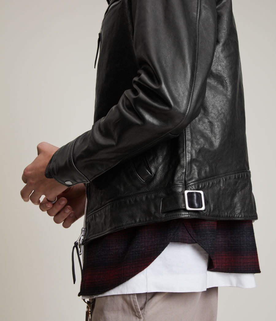 Mens Stanley Leather Jacket (black) - Image 5