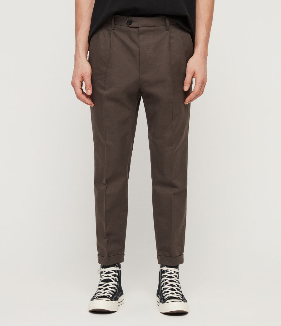 ALLSAINTS UK: Mens Tallis Cropped Slim Trousers (khaki_green)