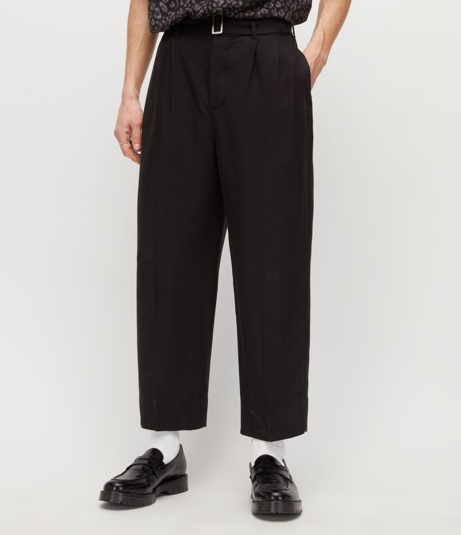 Men's Kobe Cropped Straight Trousers (black) - Image 2