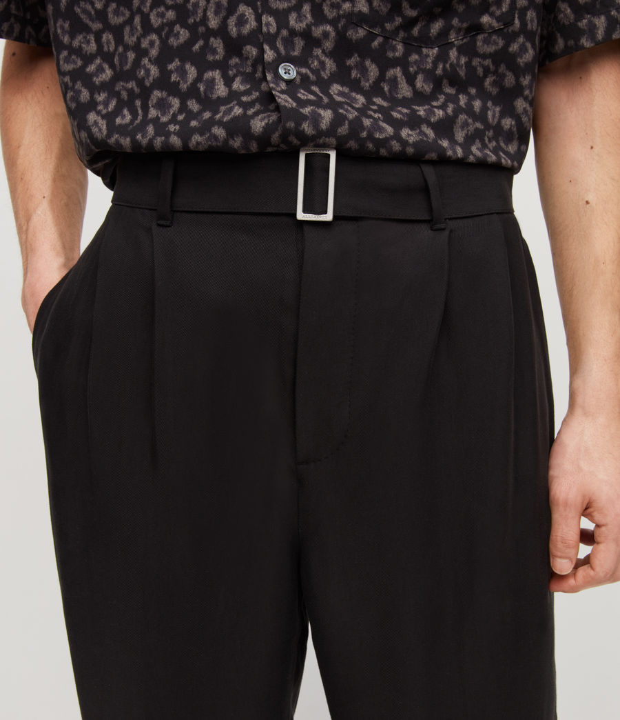 Men's Kobe Cropped Straight Trousers (black) - Image 3