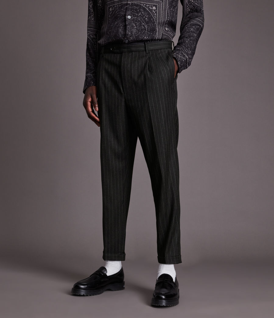 Hommes Dabin Slim Cropped Pinstripe Trousers (dark_charcoal) - Image 2