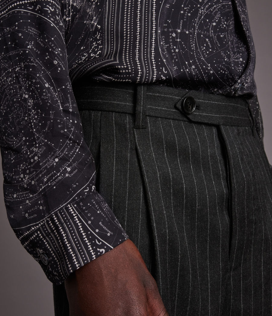 Hommes Dabin Slim Cropped Pinstripe Trousers (dark_charcoal) - Image 3