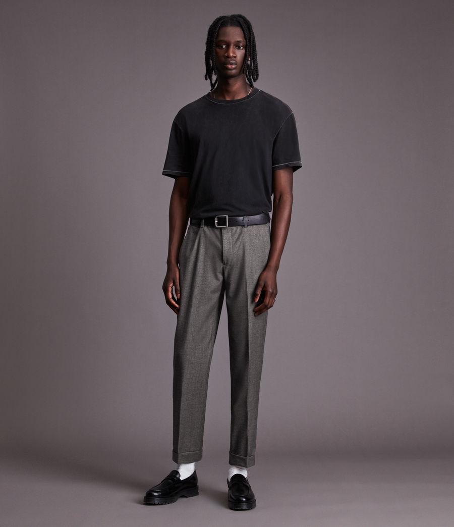 Herren Ren Cropped Slim Trousers (grey) - Image 4