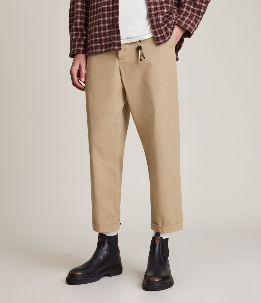 Men's Crate Cropped Straight Trousers (sand) - Image 2
