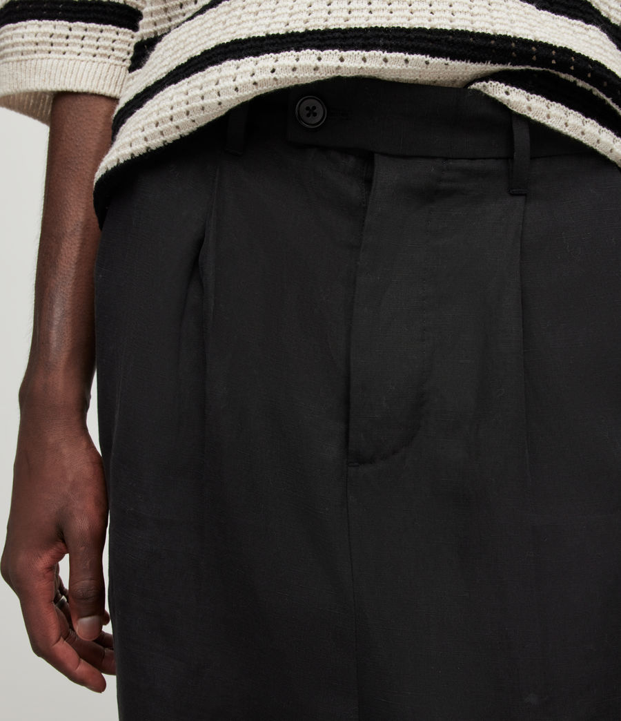 Mens Pace Linen Blend Cropped Pants (black) - Image 3