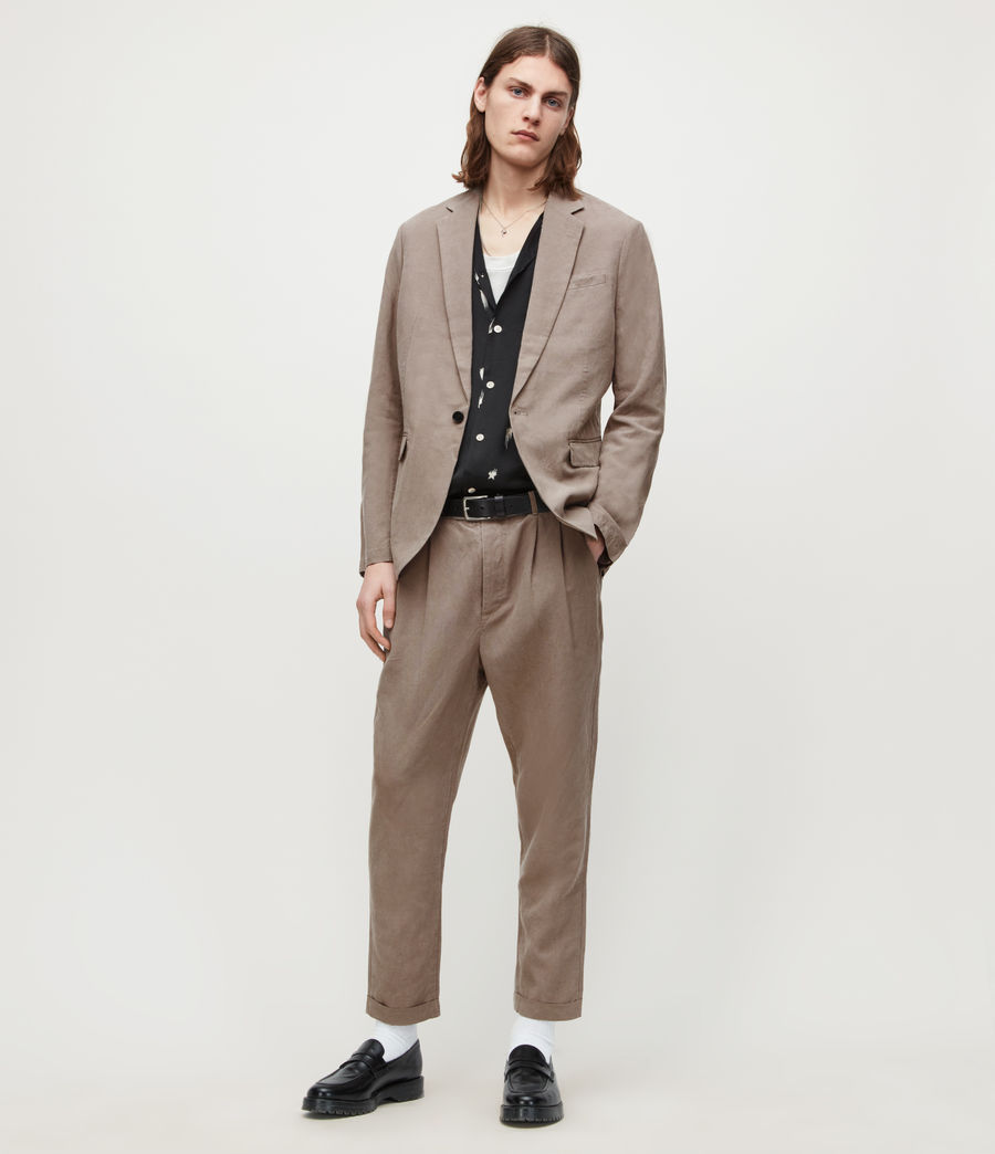 Men's Vaga Linen Blend Slim Cropped Trousers (alpine_grey) - Image 1