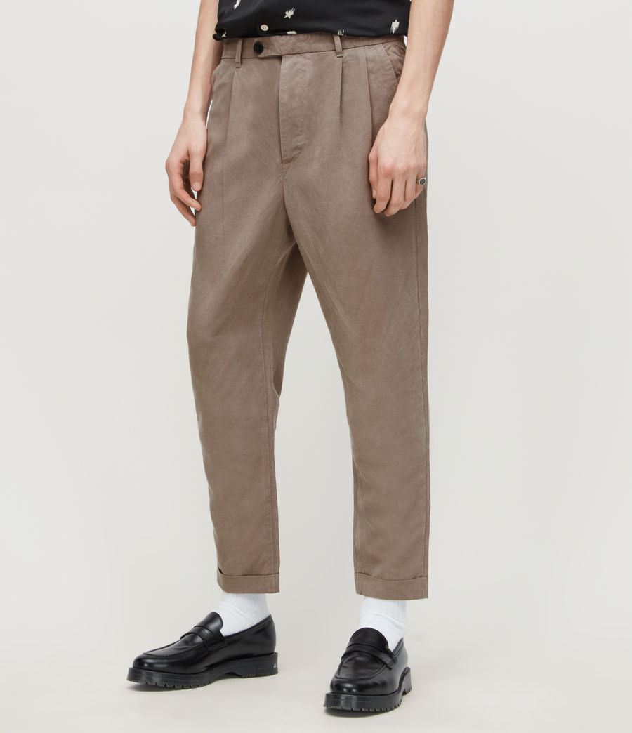 Mens Vaga Linen Blend Slim Cropped Pants (alpine_grey) - Image 2