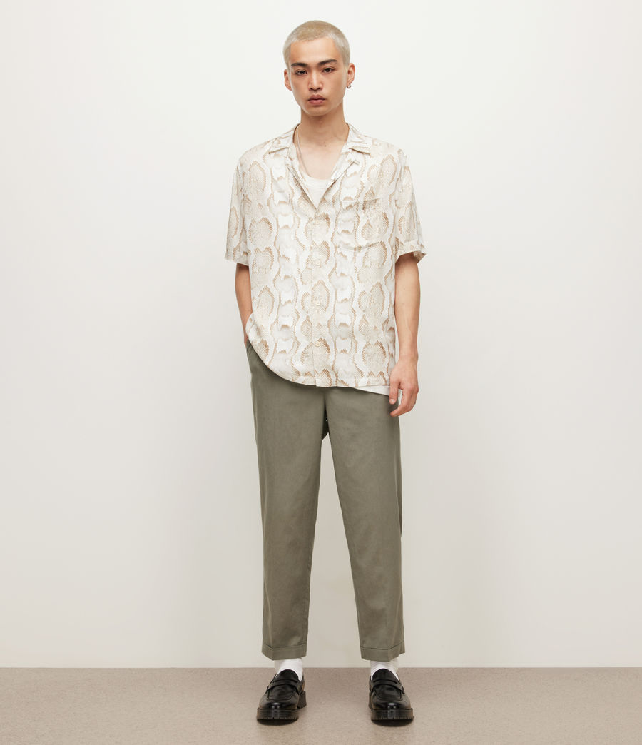 Men's Vista Relaxed Tapered Linen Blend Trousers (sage_green) - Image 1