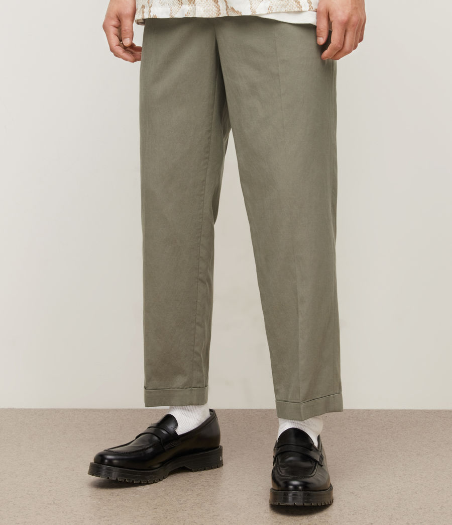 Men's Vista Relaxed Tapered Linen Blend Trousers (sage_green) - Image 2