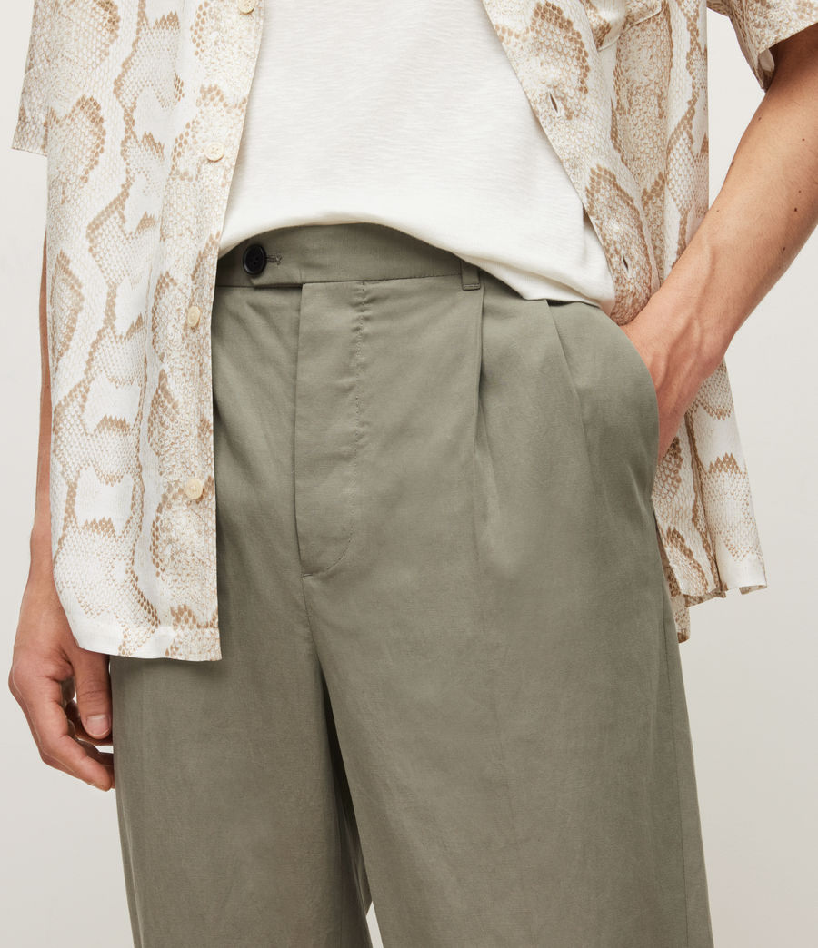 Men's Vista Relaxed Tapered Linen Blend Trousers (sage_green) - Image 3