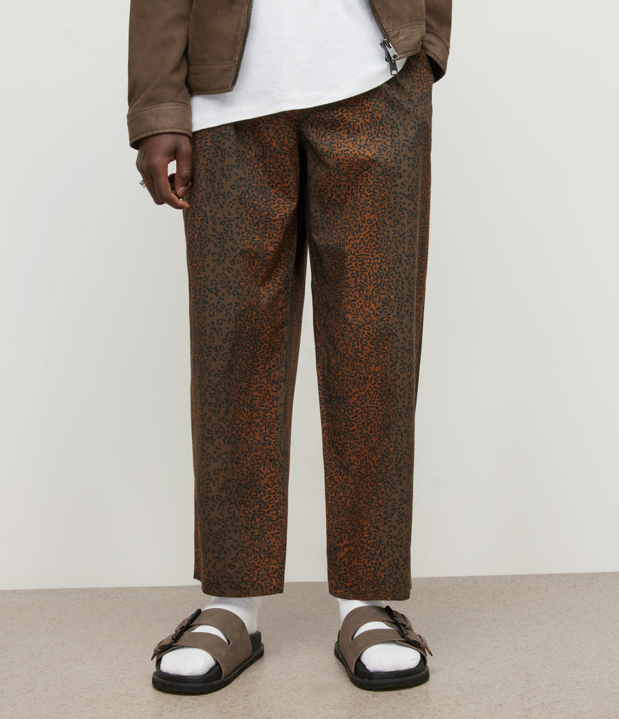Mens Cowell Leopard Print Wide Pants (aged_walnut_brown) - Image 2