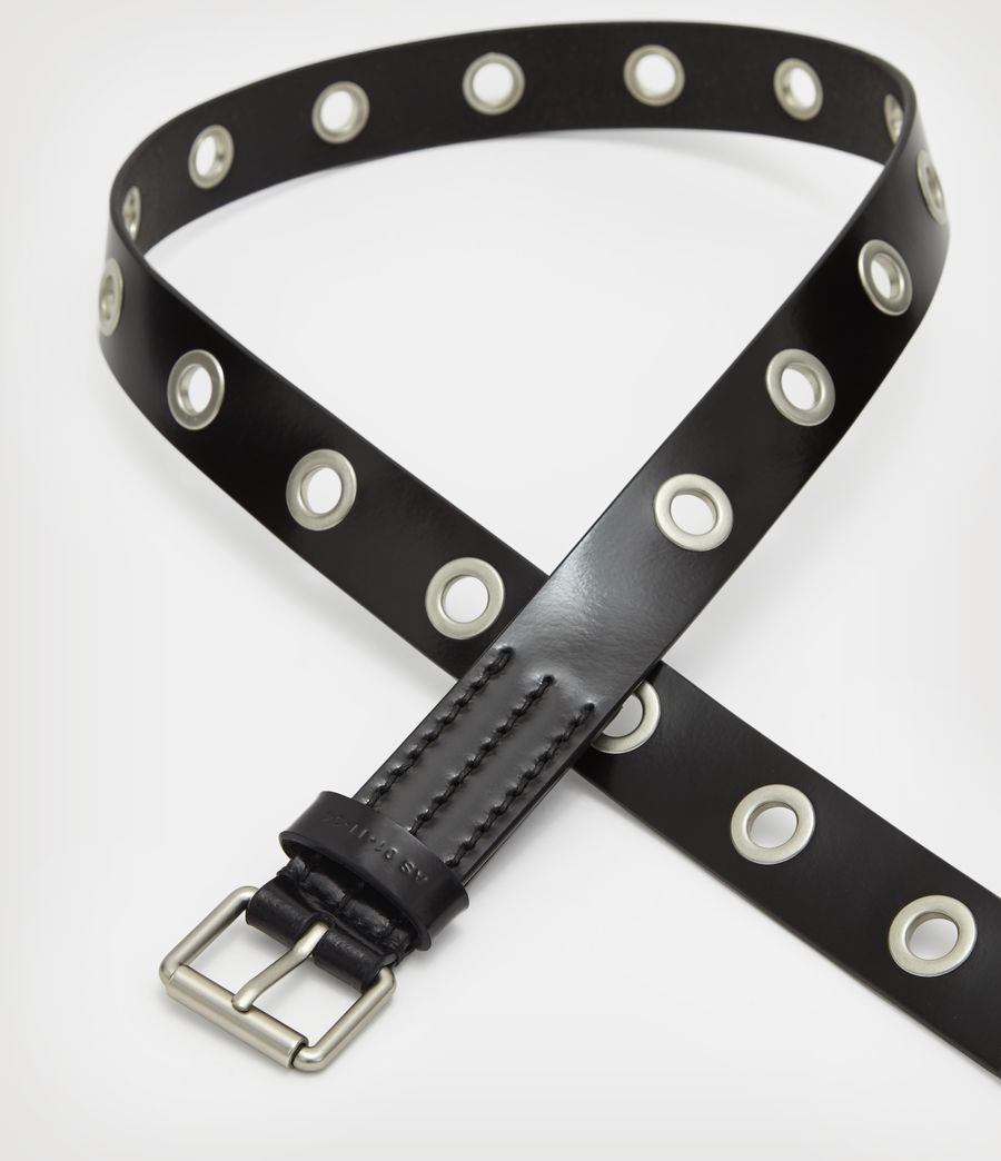 Men's Corben Eyelet Leather Belt (black) - Image 4