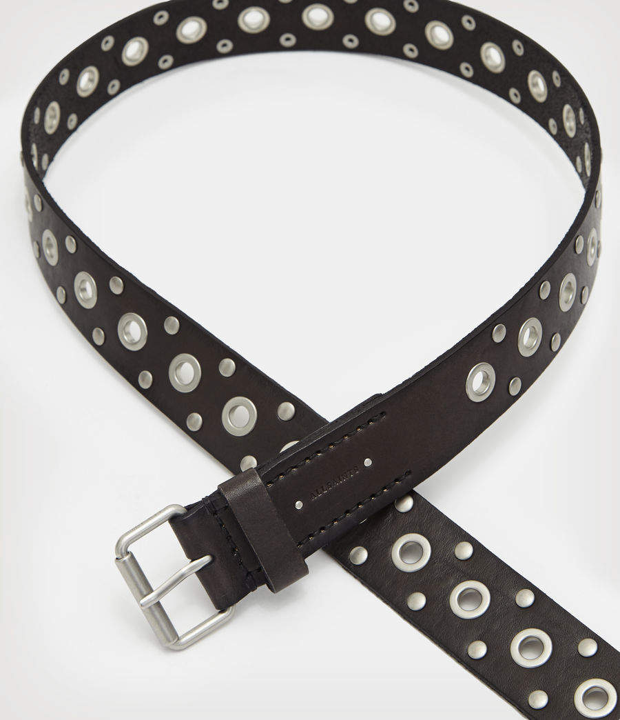 Mens Jon Eyelet Leather Belt (black) - Image 4