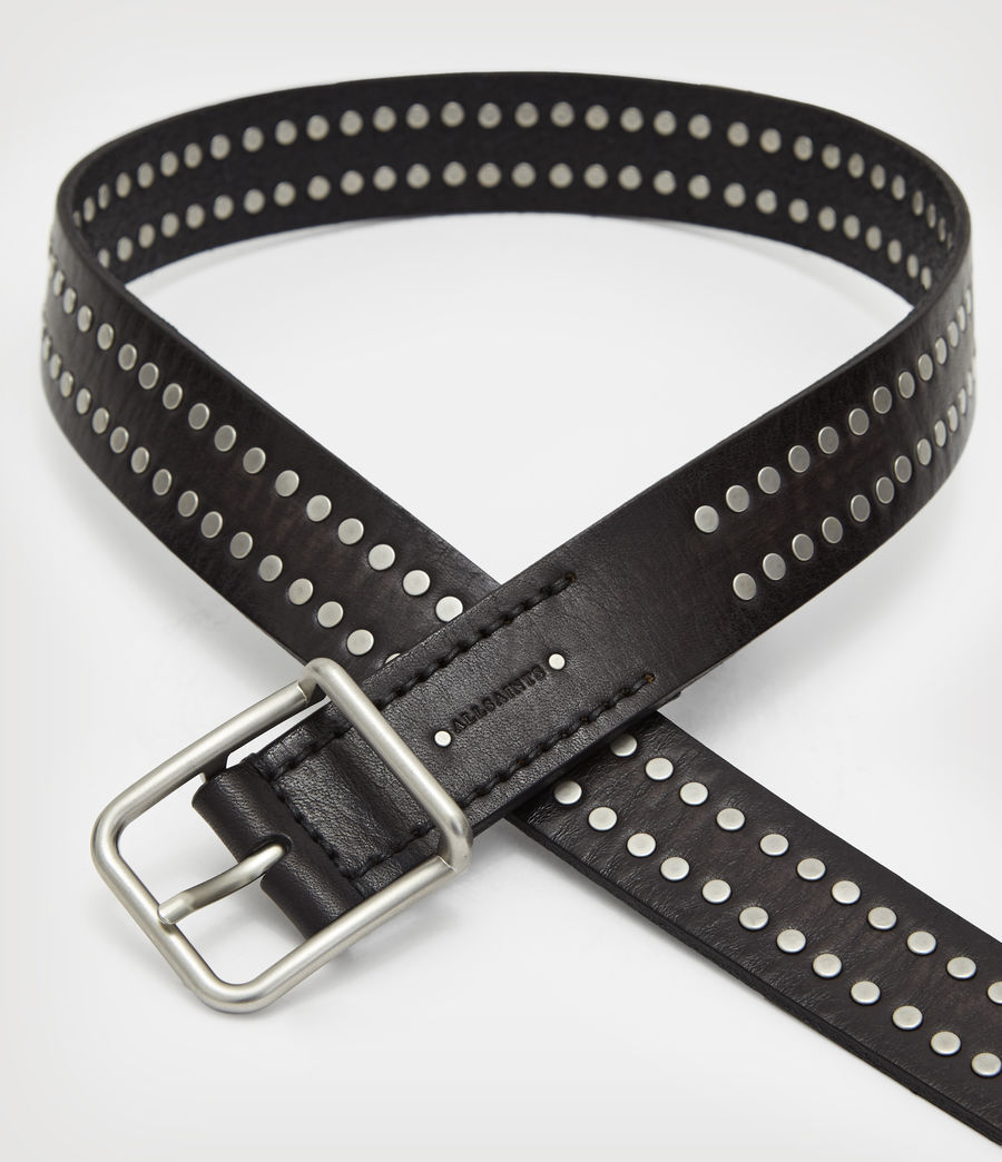 Men's Eli Studded Leather Belt (black) - Image 4