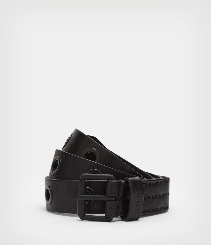 Herren Corben Wash Leather Belt (black) - Image 1