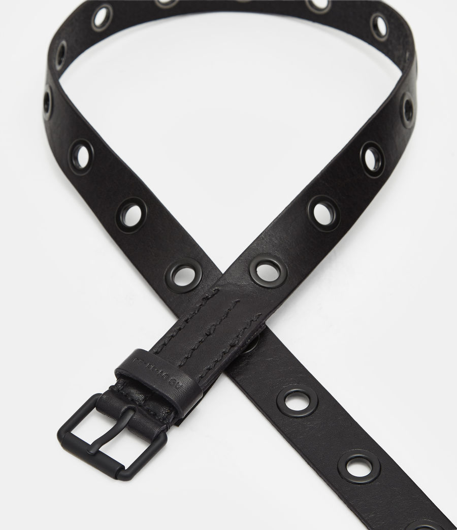 Mens Corben Wash Leather Belt (black) - Image 4