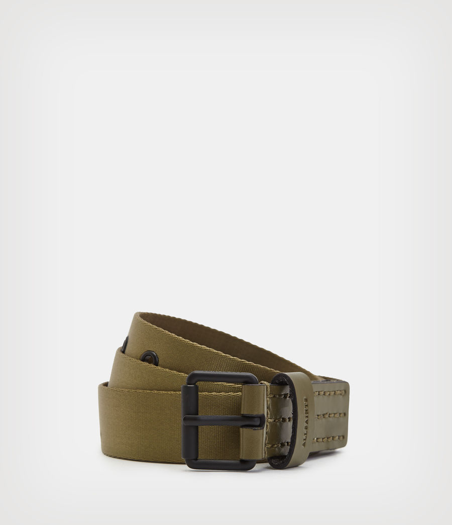 Men's Jesse Webbing Leather Belt (army_green) - Image 6