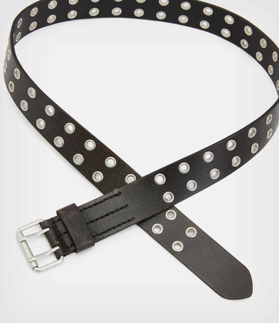 Herren Sturge Distressed Leather Belt (black) - Image 3