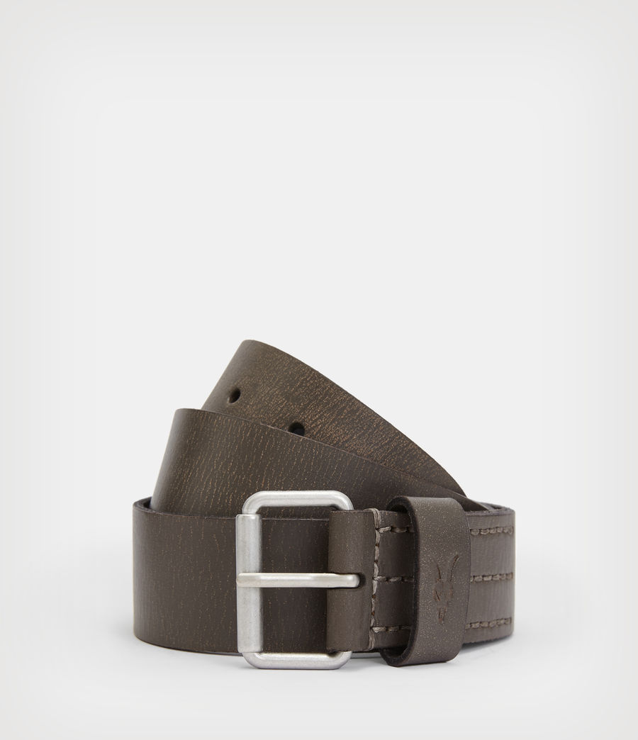 Mens Dunston Distressed Leather Belt (grey) - Image 1