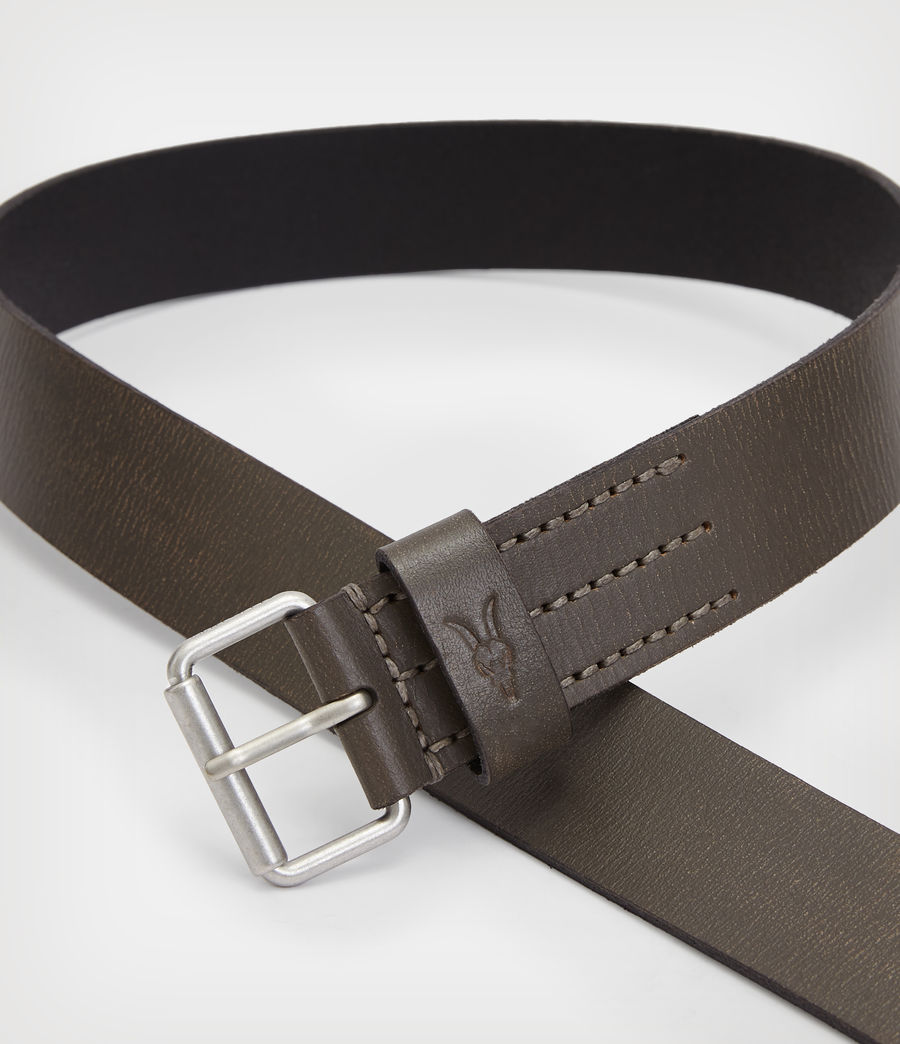 Herren Dunston Distressed Leather Belt (grey) - Image 2