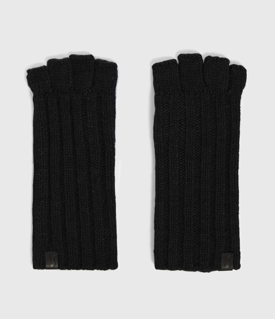 ALLSAINTS US: Mens Ribbed Cut Off Finger Gloves (black)