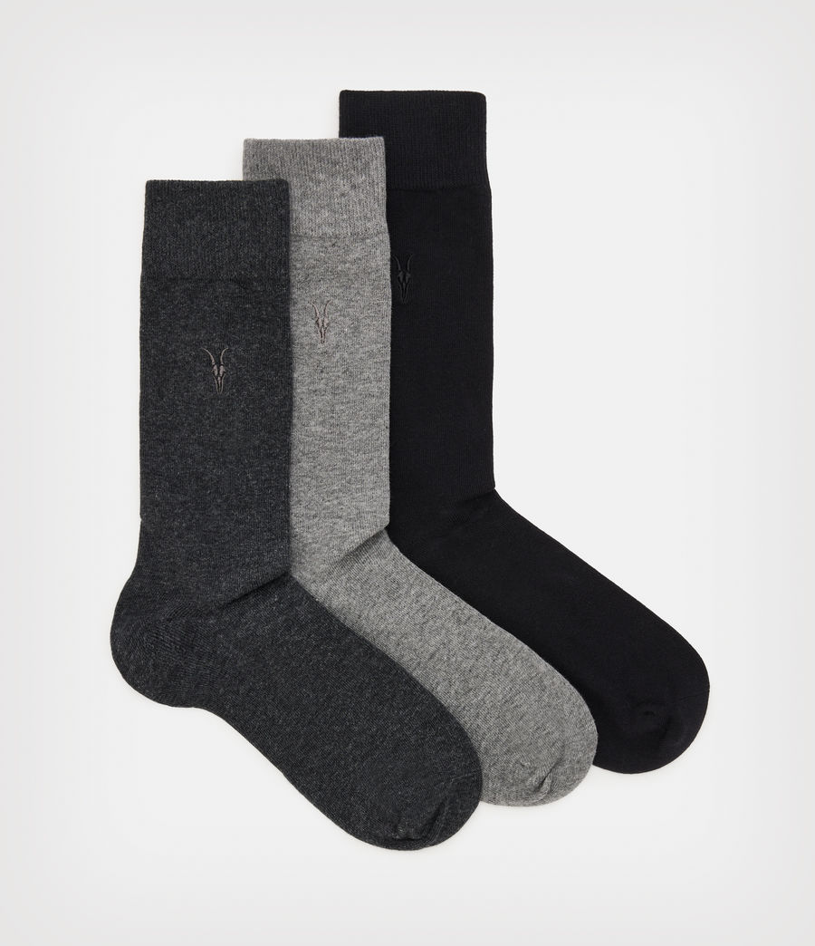Mens Adan Ramskull 3 Pack Socks (blk_charcal_gry_ml) - Image 1