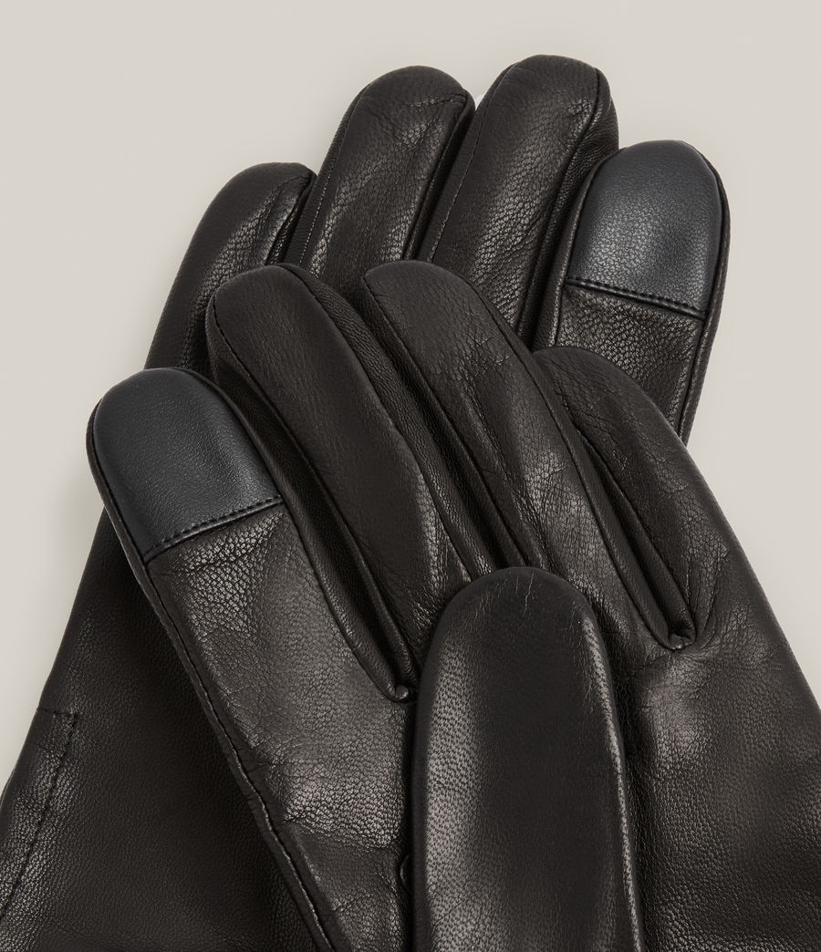 Men's Archie Leather Knit Cuff Gloves (black) - Image 3