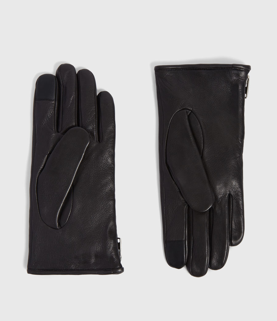 mens black leather touchscreen gloves