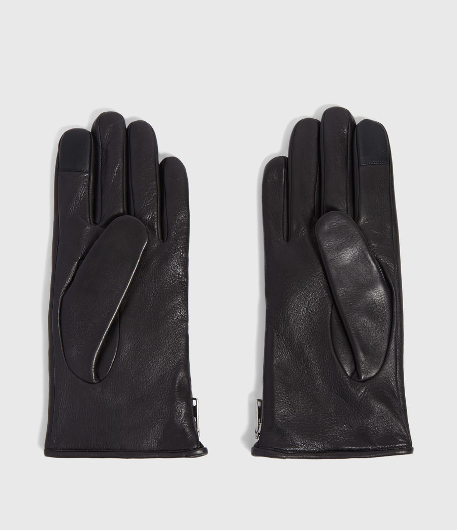 mens black leather touchscreen gloves