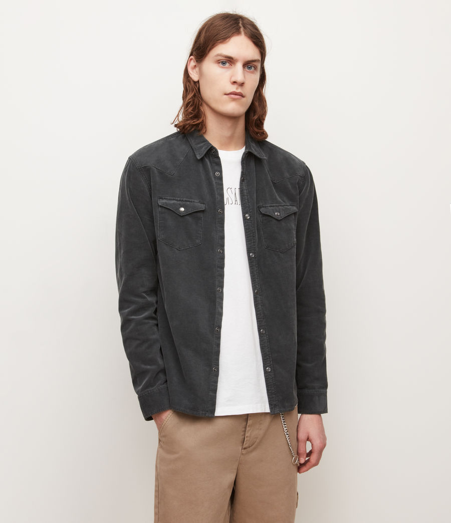 ALLSAINTS US: Mens Fort Corduroy Western Shirt (washed_black)