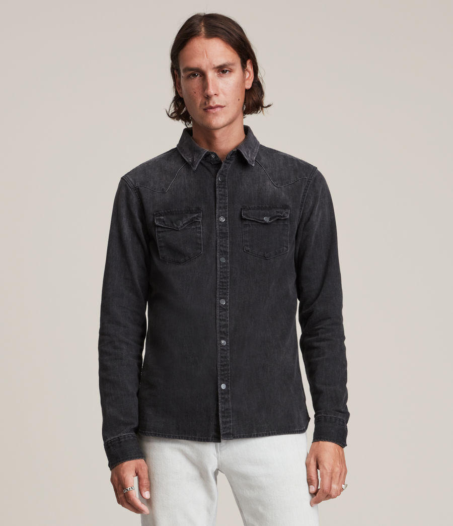 Mens Flaxton Denim Shirt (washed_black) - Image 1