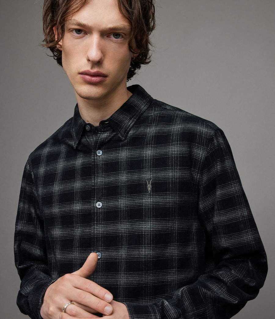 Men's Eastburn Corduroy Checked Shirt (black) - Image 2