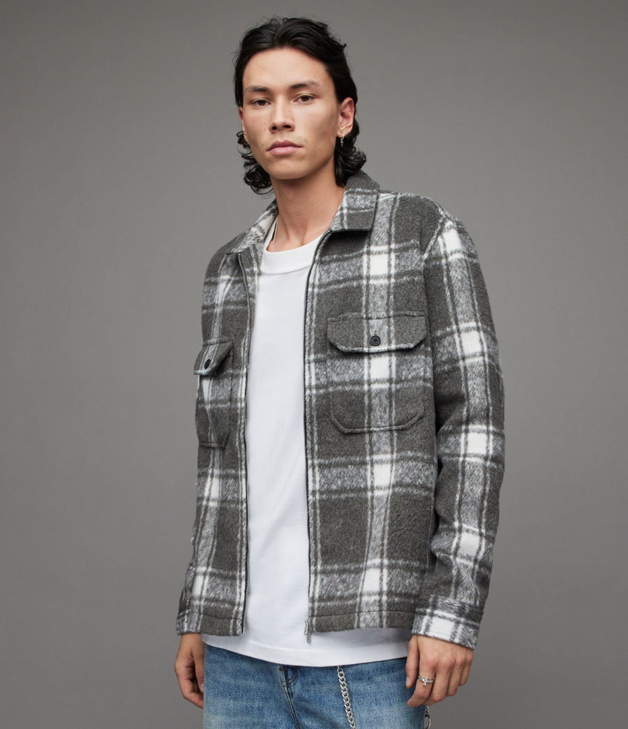 Men's Honshu Checked Shirt Jacket (paving_grey) - Image 5